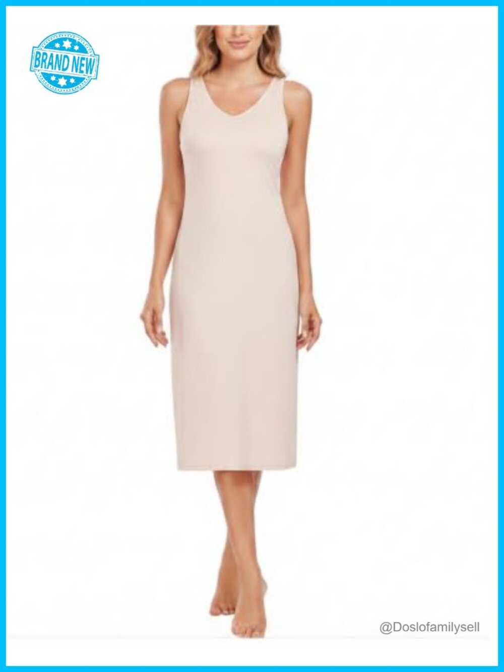 Long Full Slip for Women Under Dress Non Cling V Neck Tank Slip Dress